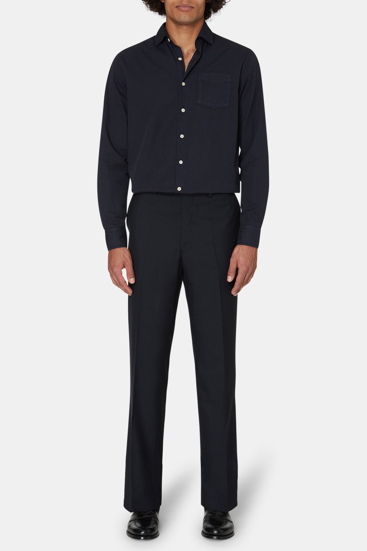Del S Straight Fit Wool Trousers Navy