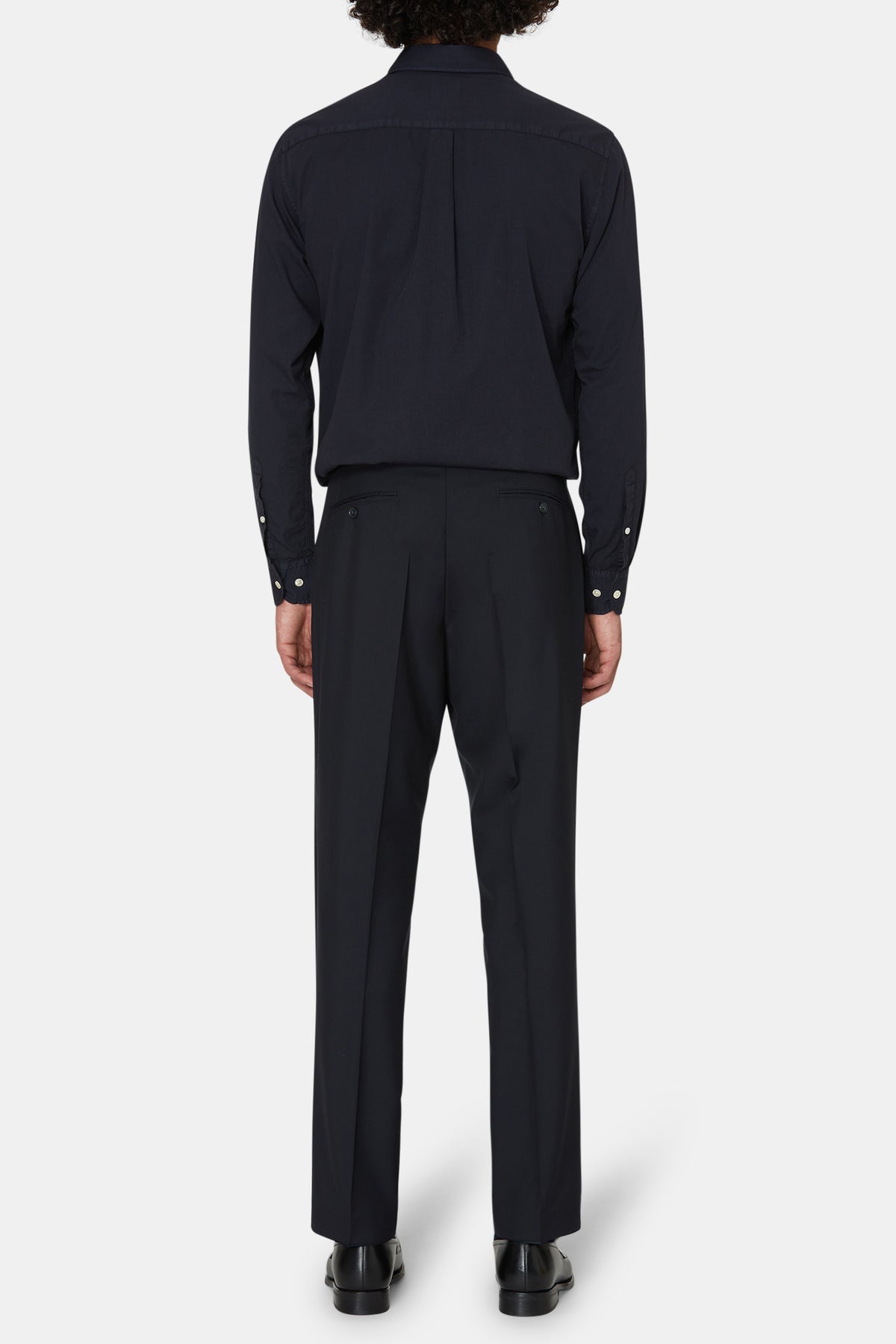Del S Straight Fit Wool Trousers Navy