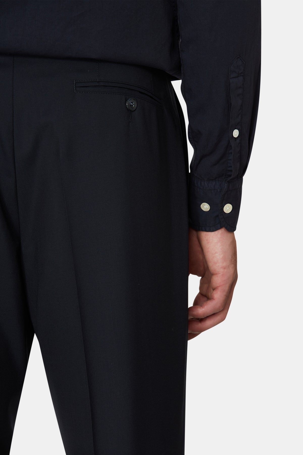 Del S Straight Fit Wool Trousers Navy