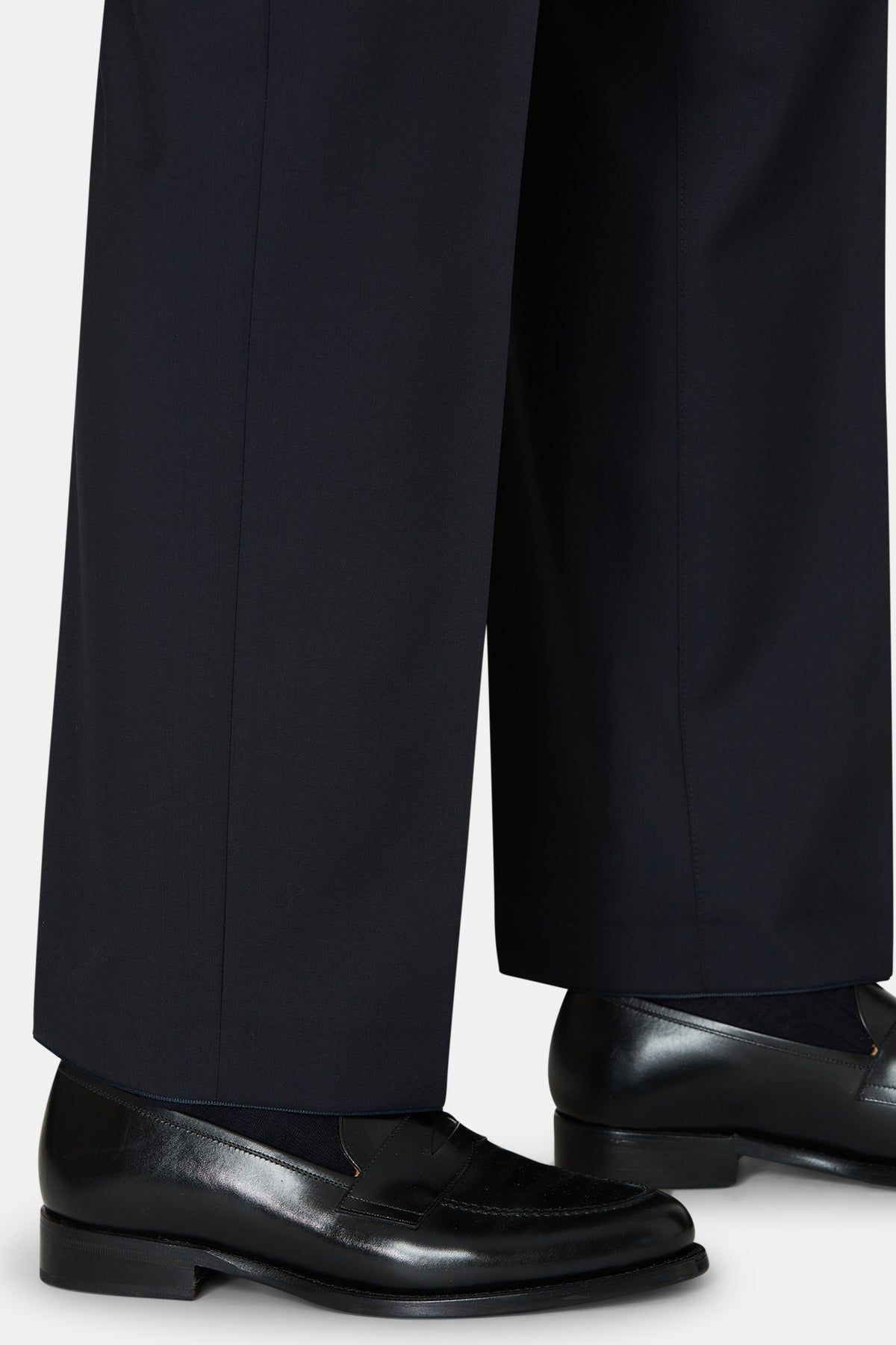 Del S Straight Fit Wool Trousers Navy