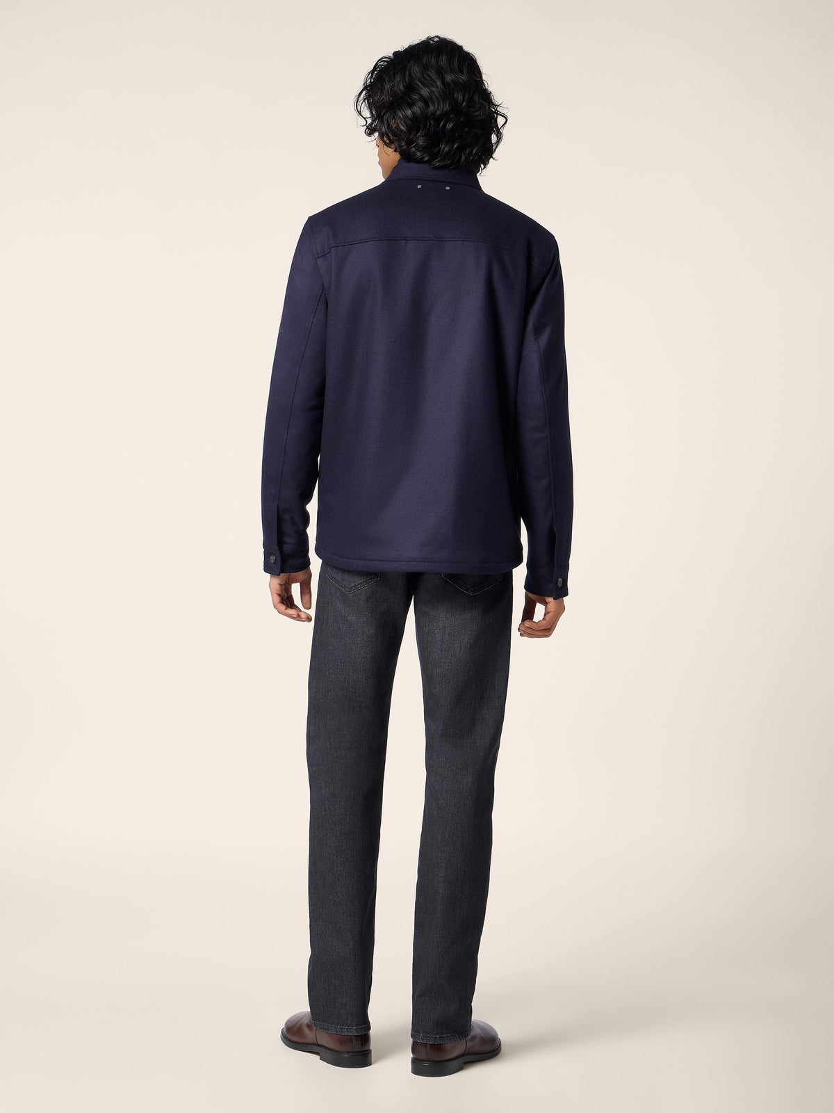 Overshirt in Vitale Barberis Canonico Comfort Flannel Midnight Blue - Jacob Cohën