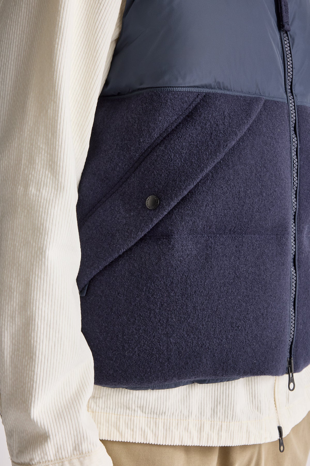 Varone Down Vest Compact Wool Blue Navy