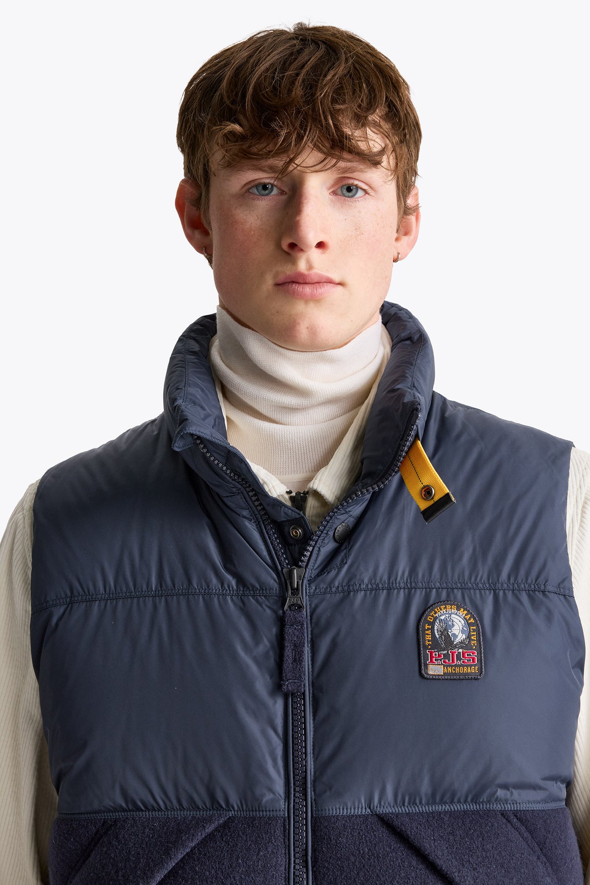 Varone Down Vest Compact Wool Blue Navy