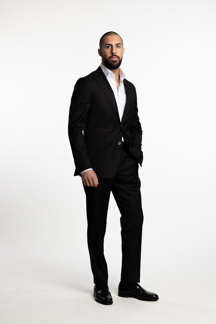 Palermo Slim Fit Wool Trousers Black