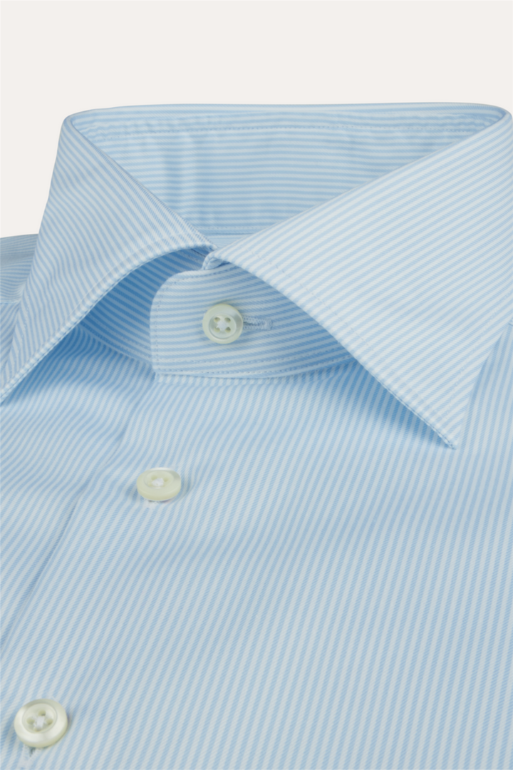 Regular Pinstriped Twill Shirt Light Blue