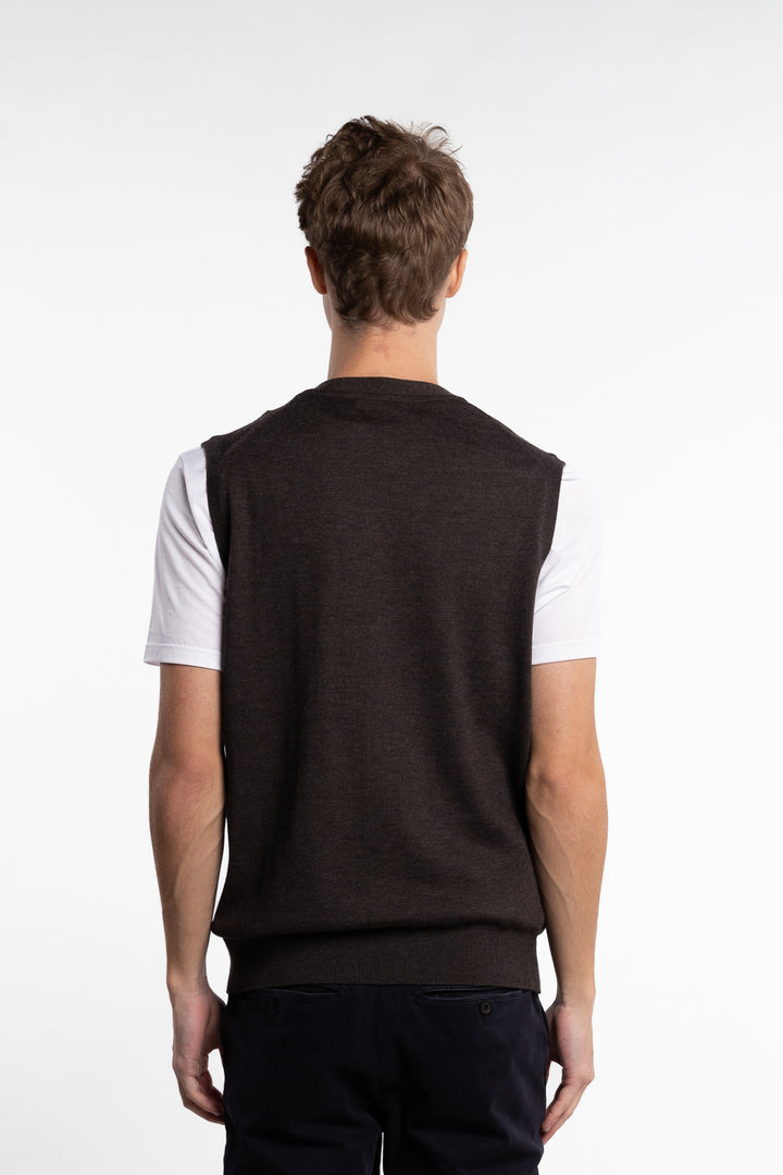 Merino Slipover Vest Brown