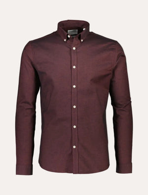 Oxford Superflex Shirt L/S Deep Red Mix