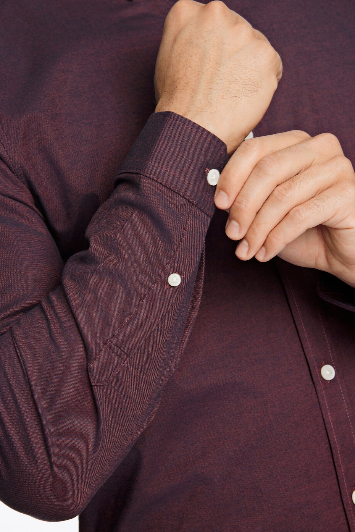 Oxford Superflex Shirt L/S Deep Red Mix - detaljbilde stoff