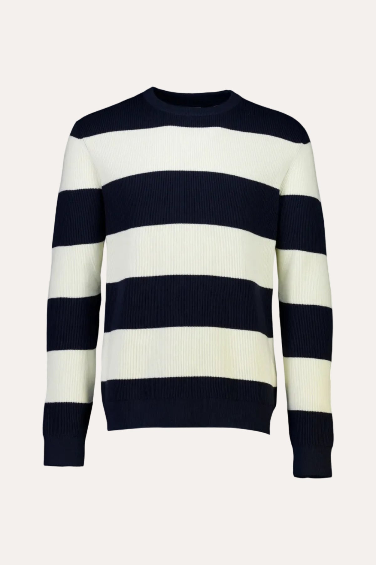 Rib Knitted Block Stripe Navy - packshot forfra