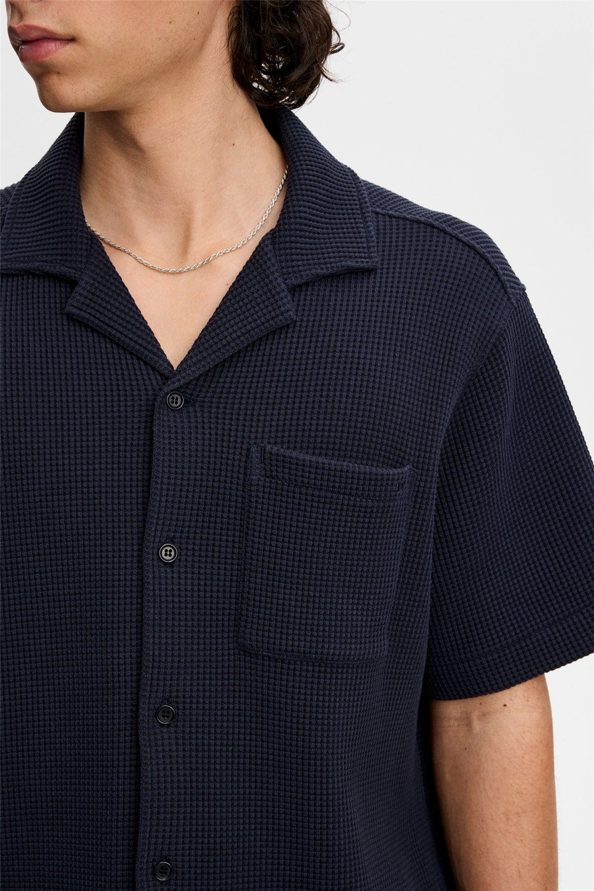 Theron Waffle Shirt Navy