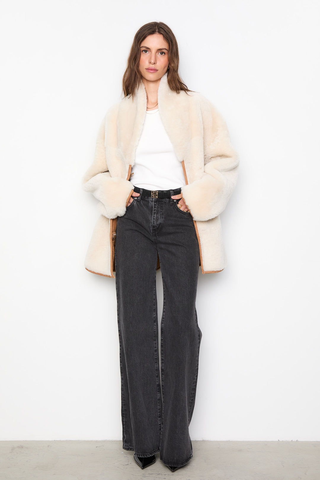 Melli Shearling Jacket- Camel Suede