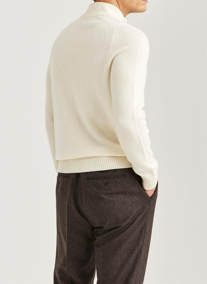 New Hertford Merino Half Zip Off-White