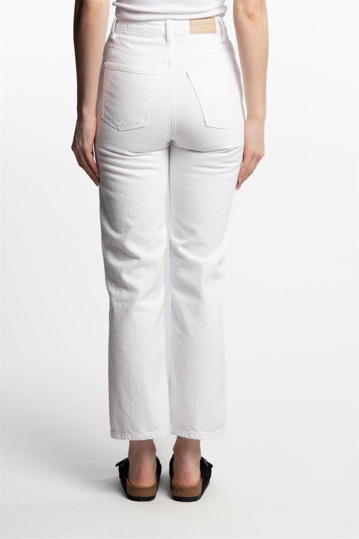 Holly high waist straight fit cropped length- White