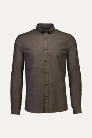 Oxford Superflex Shirt L/S Dk Brown Mix