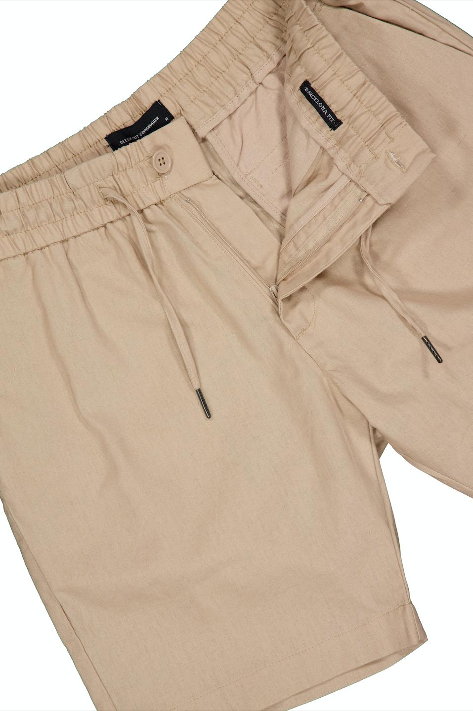 Barcelona Cotton/Linen Shorts Khaki-Shorts-Bogartstore