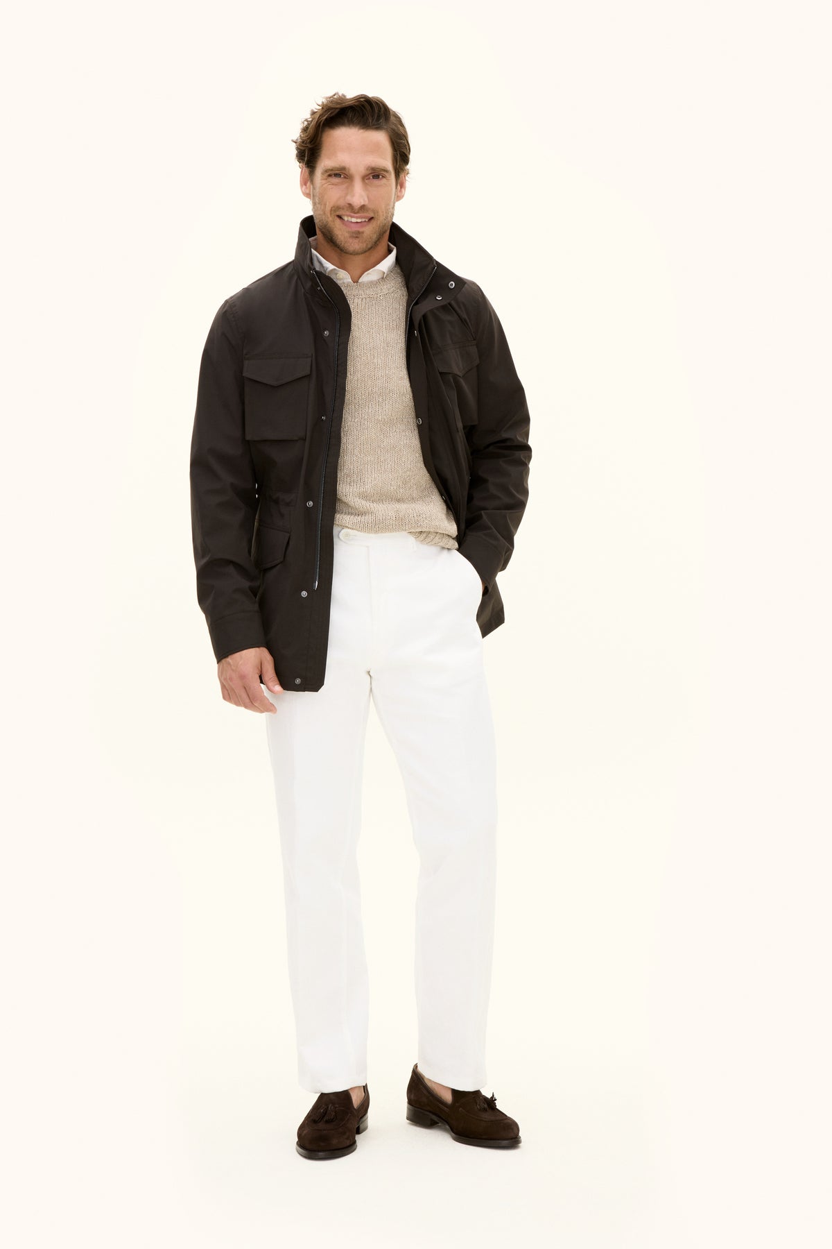 M-65 Nylon Shell Field Jacket Terra Brown - modellbilde