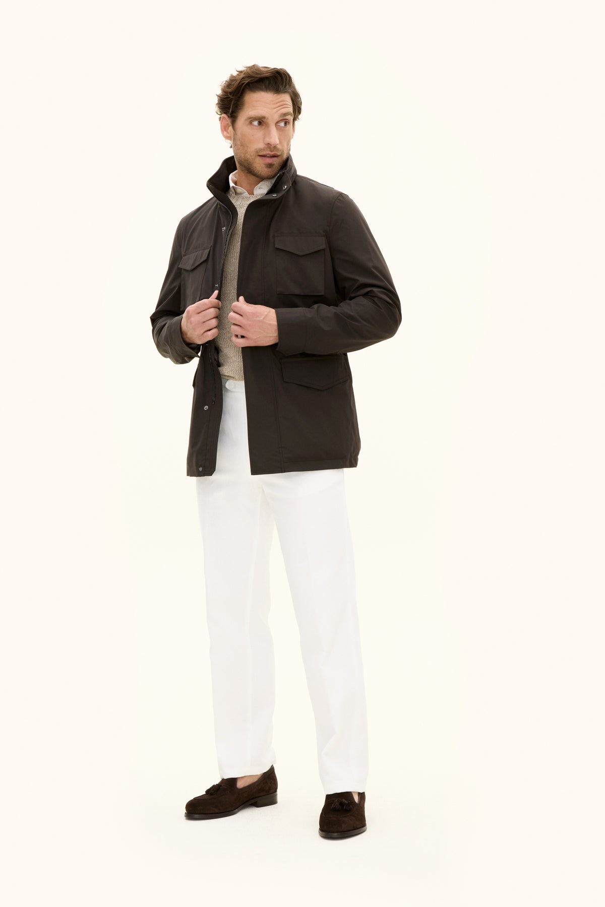 M-65 Nylon Shell Field Jacket Terra Brown - modellbilde