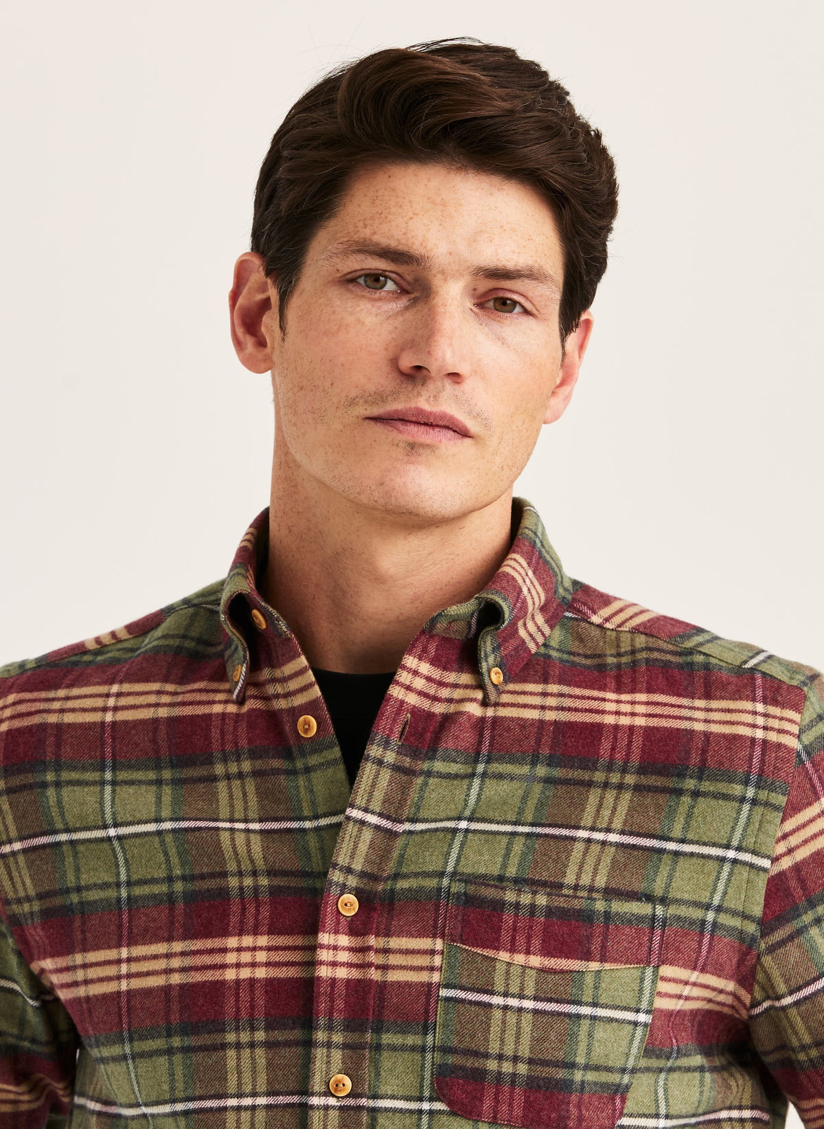 Flannel Big Check Shirt Slim Fit Olive