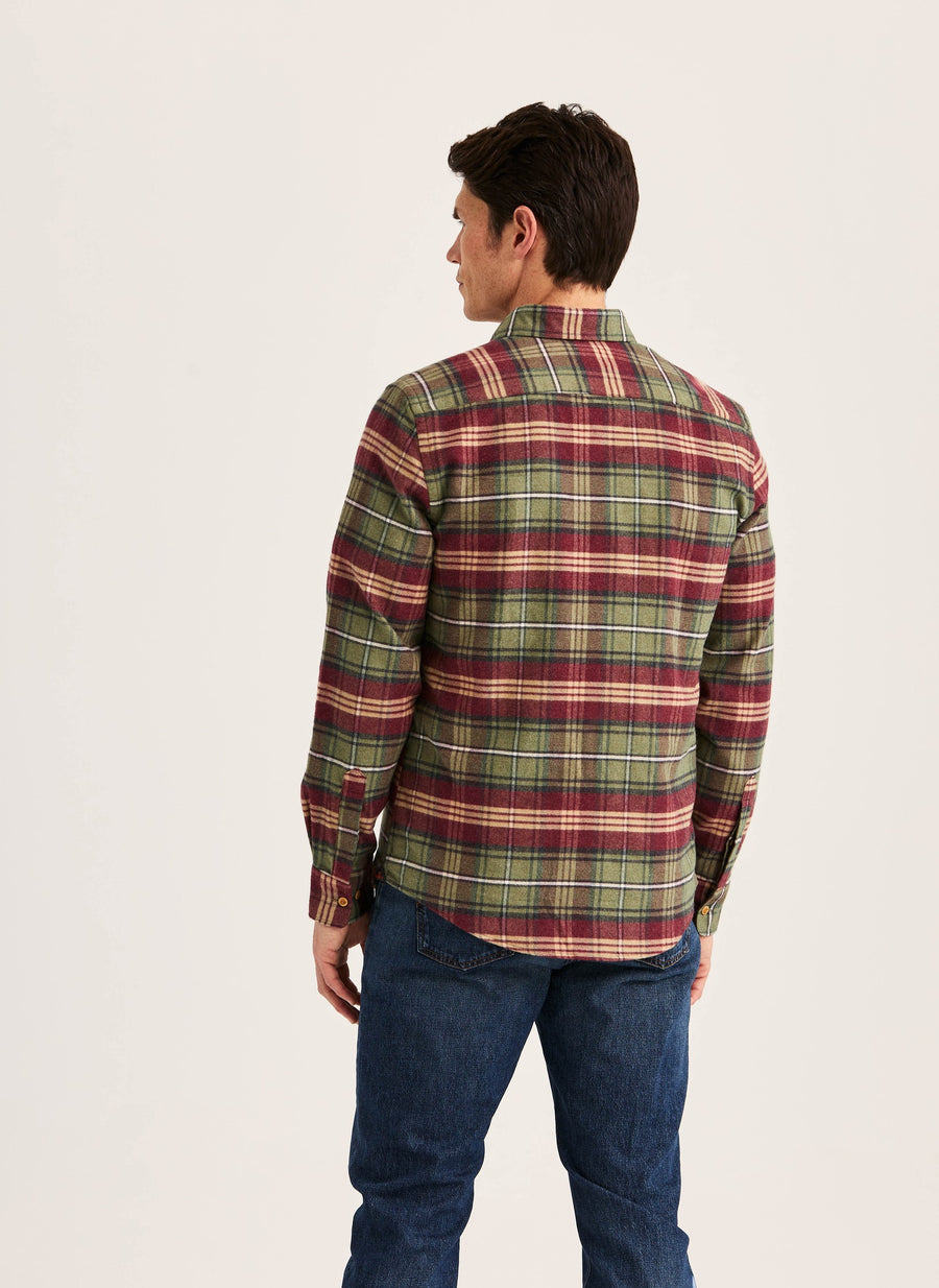 Flannel Big Check Shirt Slim Fit Olive