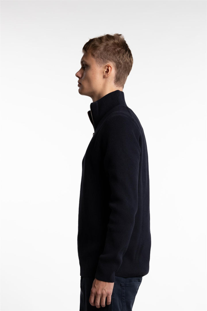 Half Zip Rib Knit Navy