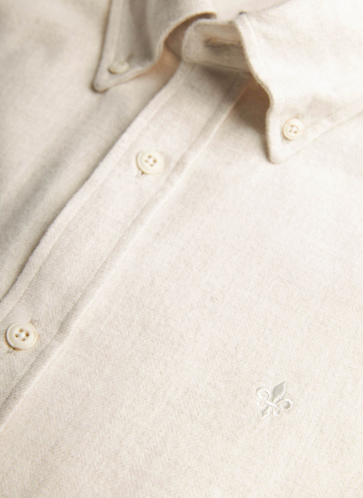 Flannel Herringbone Shirt Slim Fit Off White