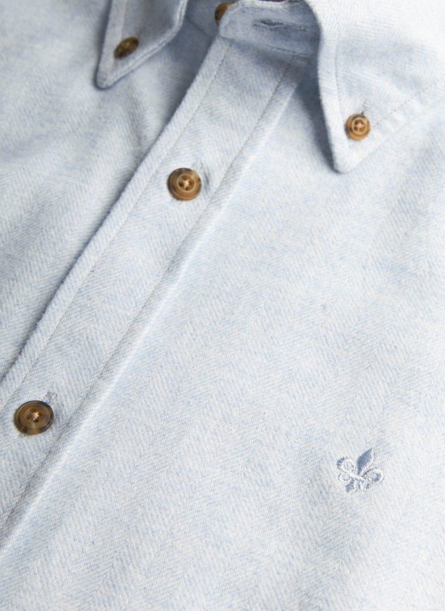 Flannel Herringbone Shirt Slim Fit Light Blue