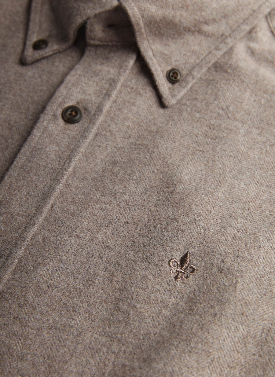 Flannel Herringbone Shirt Slim Fit Brown