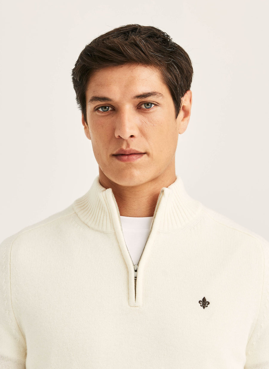 Hertford Half Zip Off White