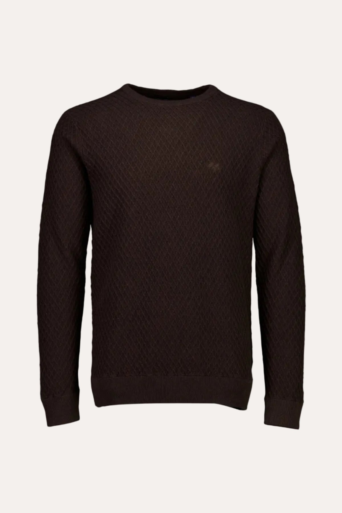 Cable Knit Jumper Dk Brown Melange