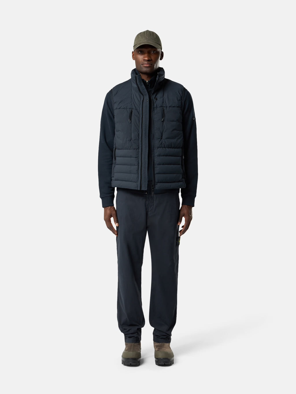 3100035 Stretch Organic Broken Twill Cotton 'OLD' Effect Navy Blue