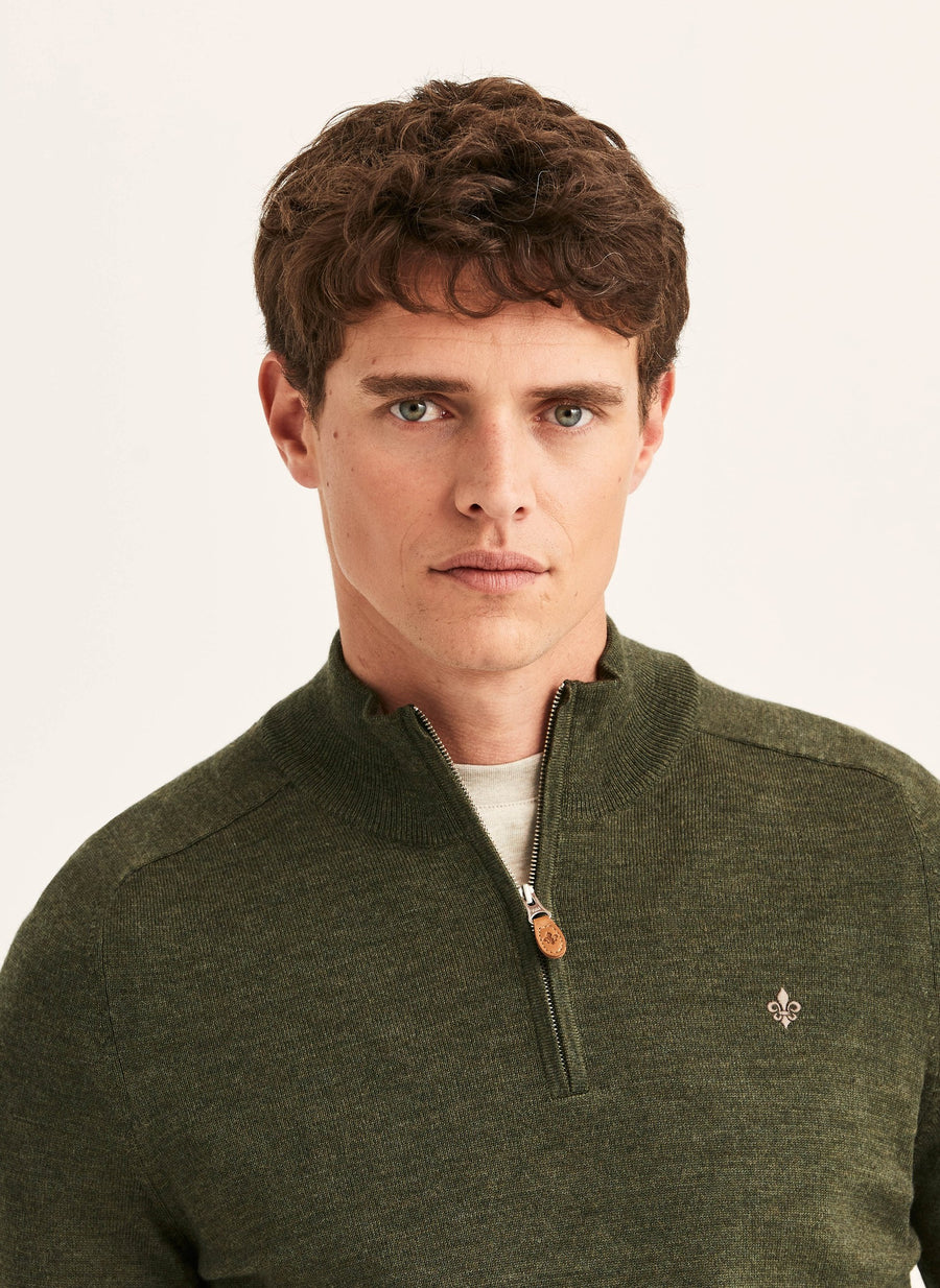Merino John Zip Olive