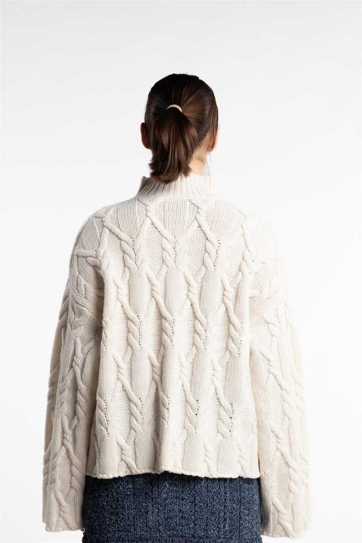 Chunky Cable Turtleneck- Ecru