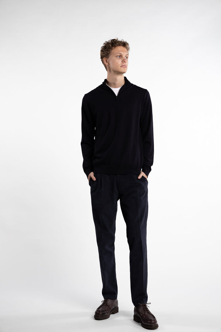 Extrafine Merino Sweater Half Zip Navy