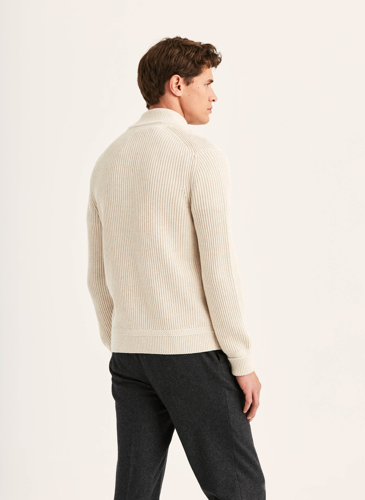 Duncan Zip Cardigan, Khaki - Morris