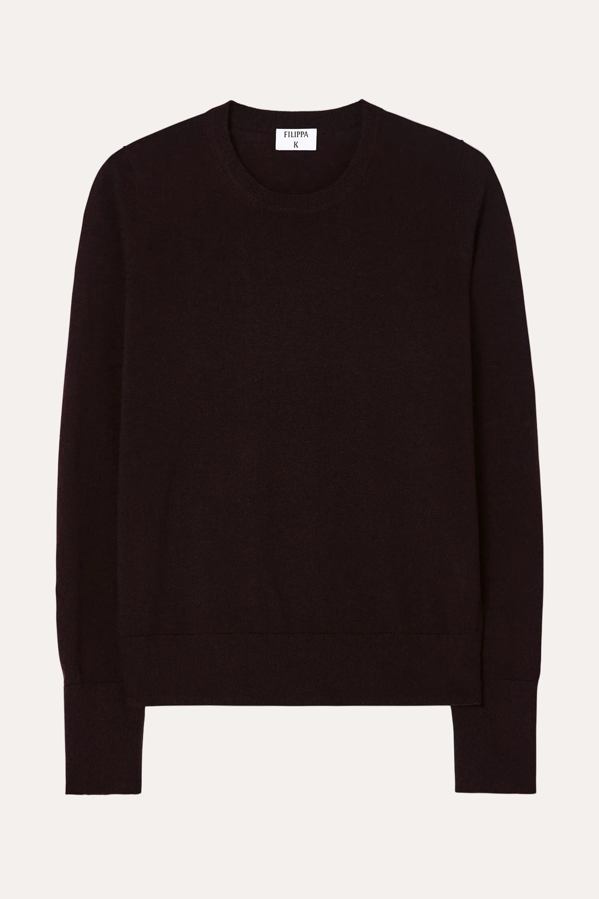Merino R-Neck Sweater Dark Chocolate – packshot