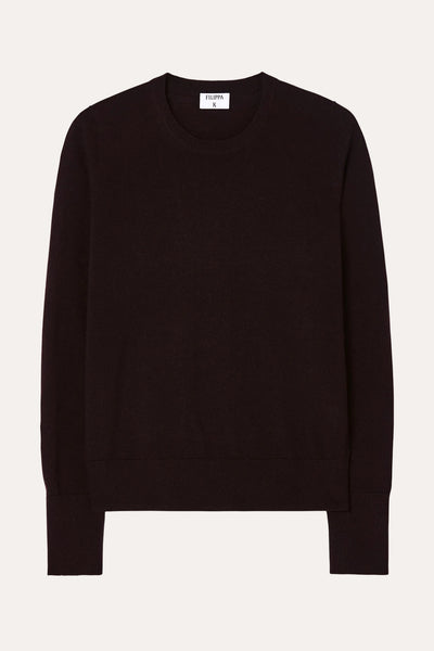 Merino R-Neck Sweater Dark Chocolate – packshot