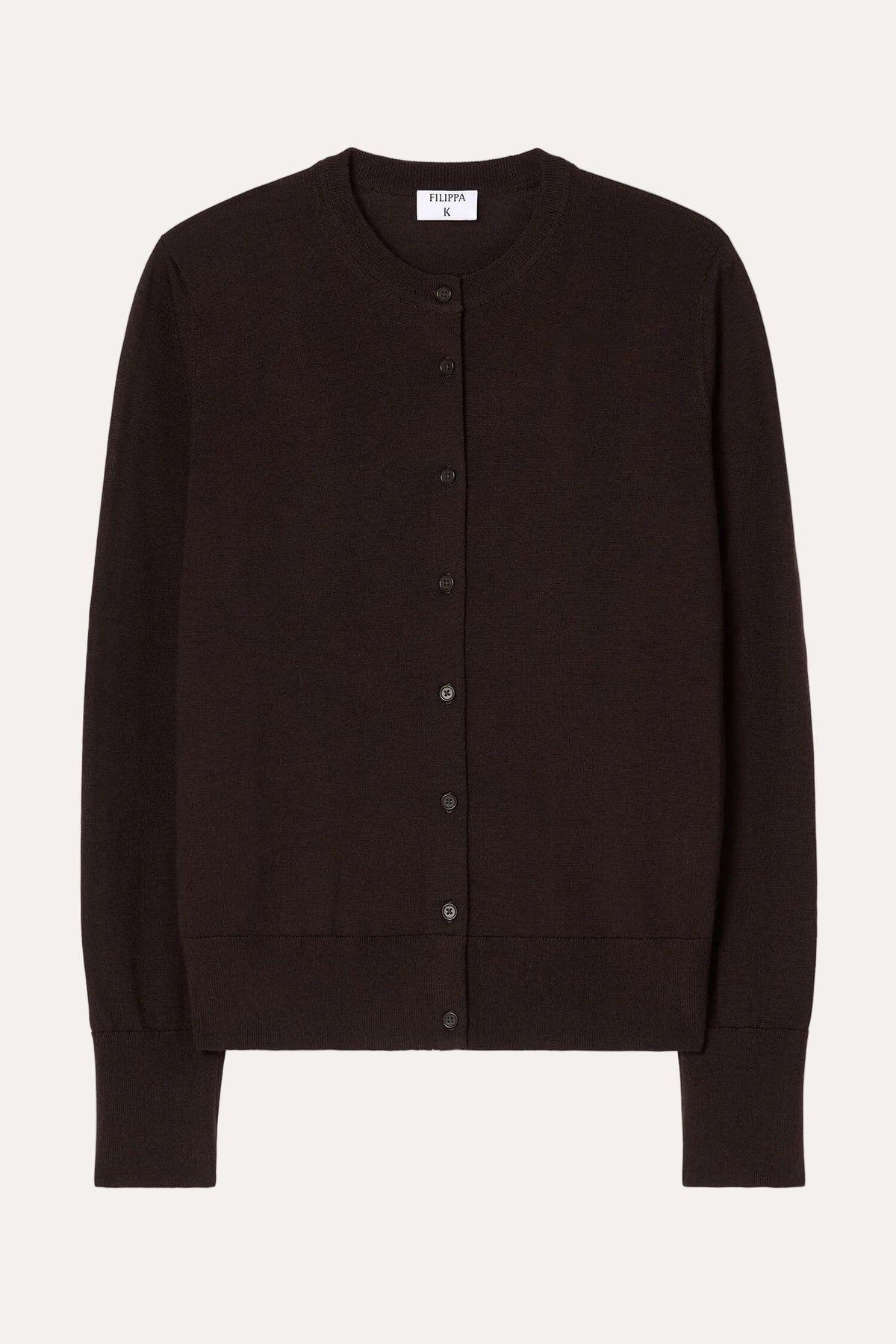 Merino Short Cardigan Dark Chocolate – packshot