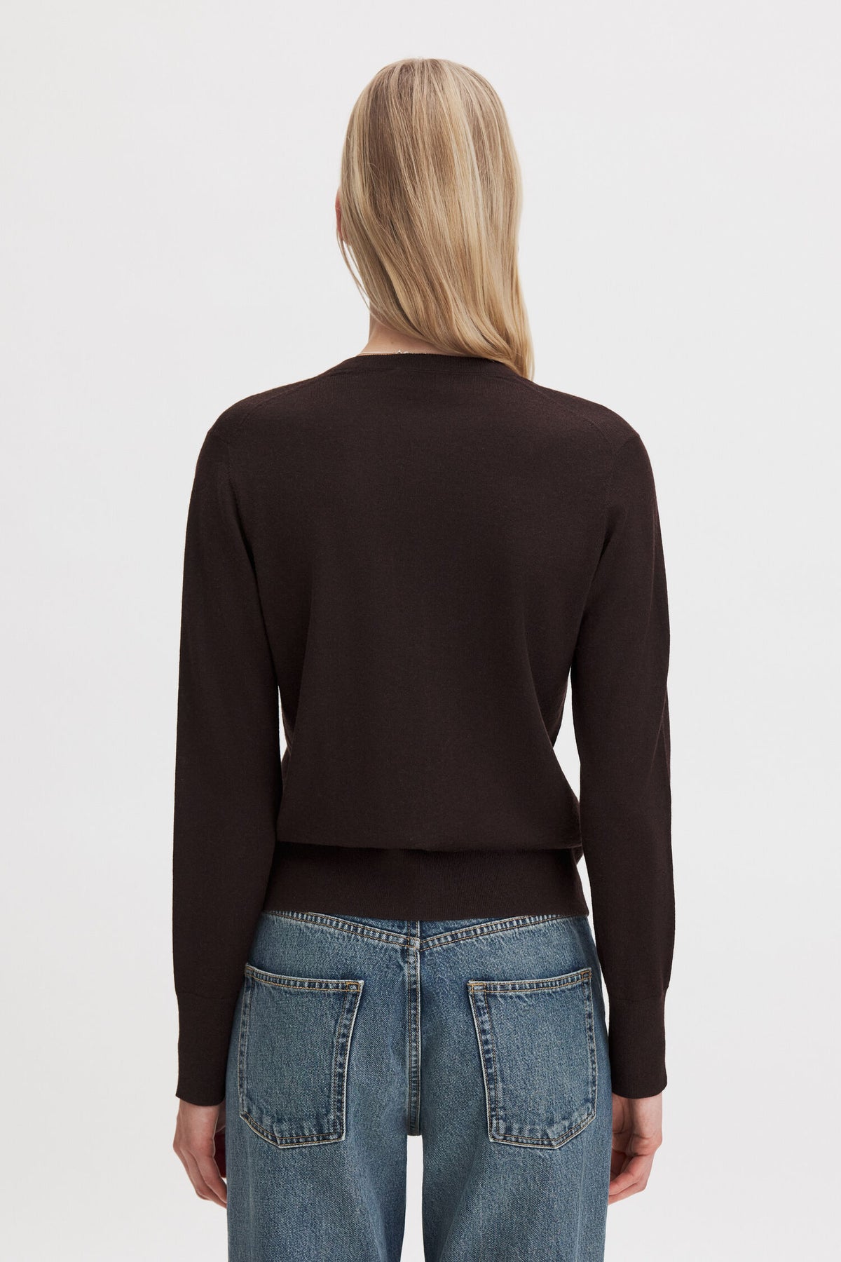 Merino Short Cardigan Dark Chocolate