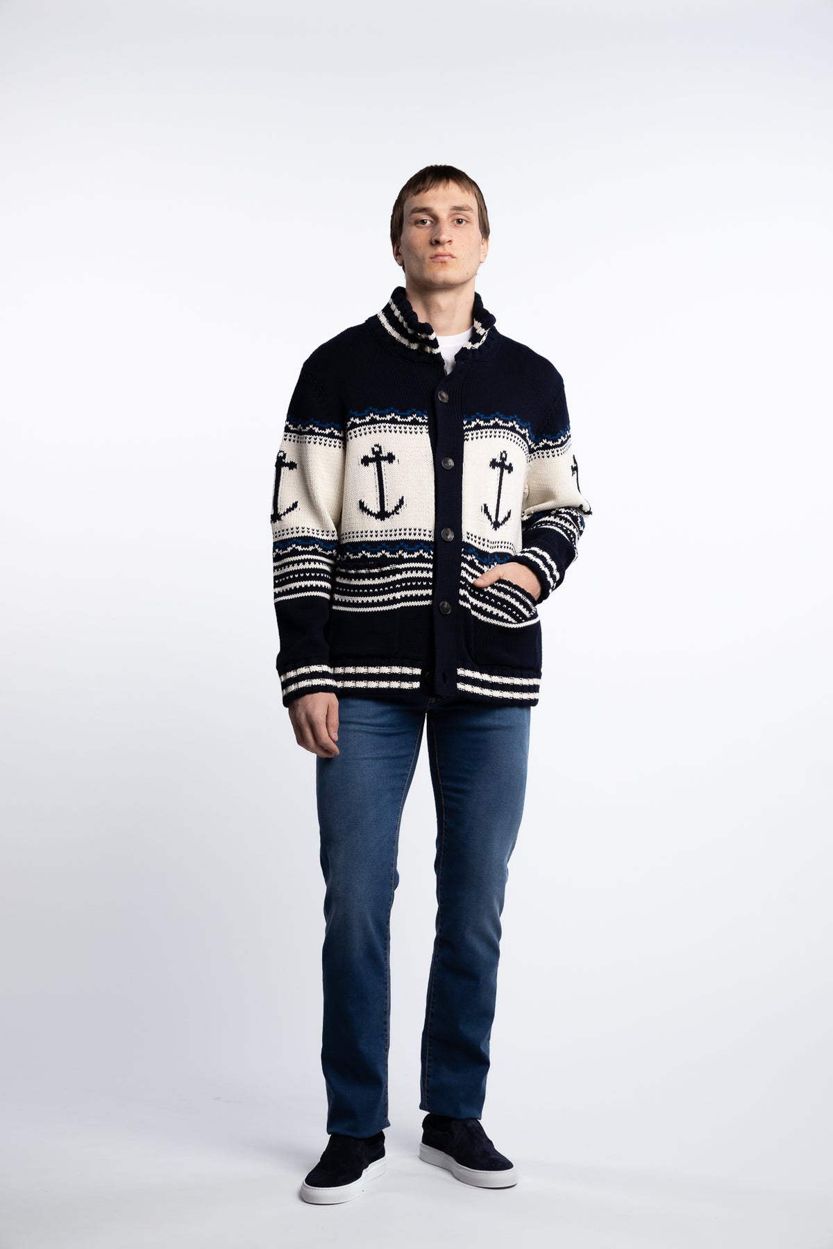 Knitted Resort Cotton Cardigan Navy