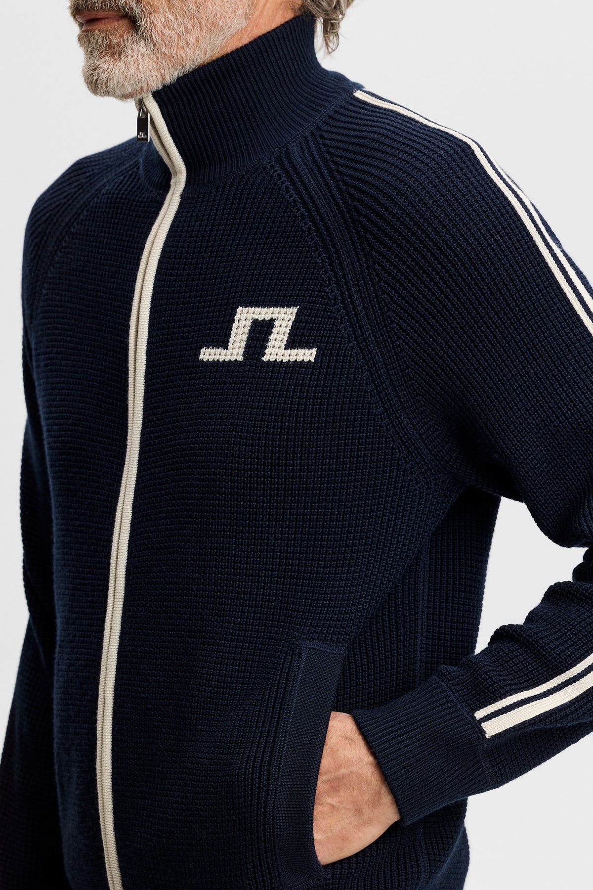 Craig Zip Knit Cardigan JL Navy