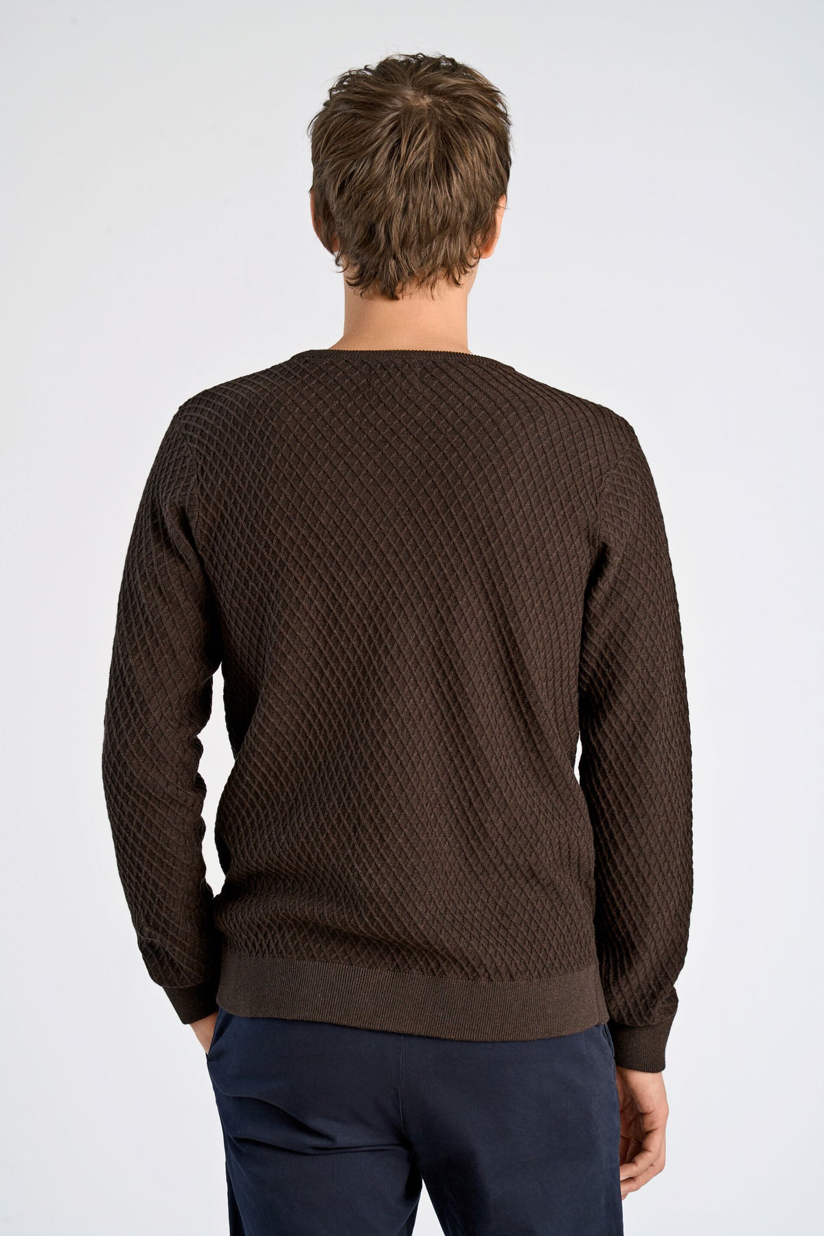 Cable Knit Jumper Dk Brown Melange