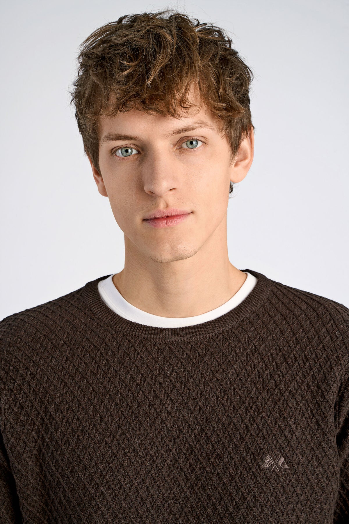 Cable Knit Jumper Dk Brown Melange