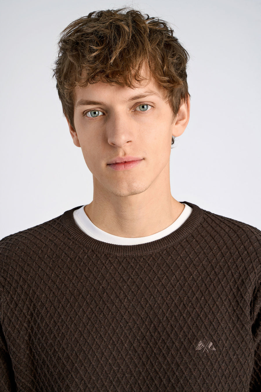 Cable Knit Jumper Dk Brown Melange