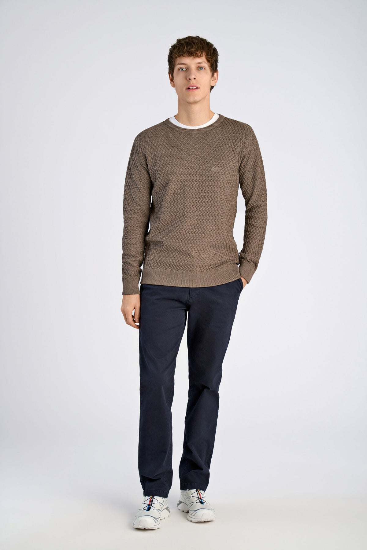 Cable Knit Jumper Dk Sand Melange
