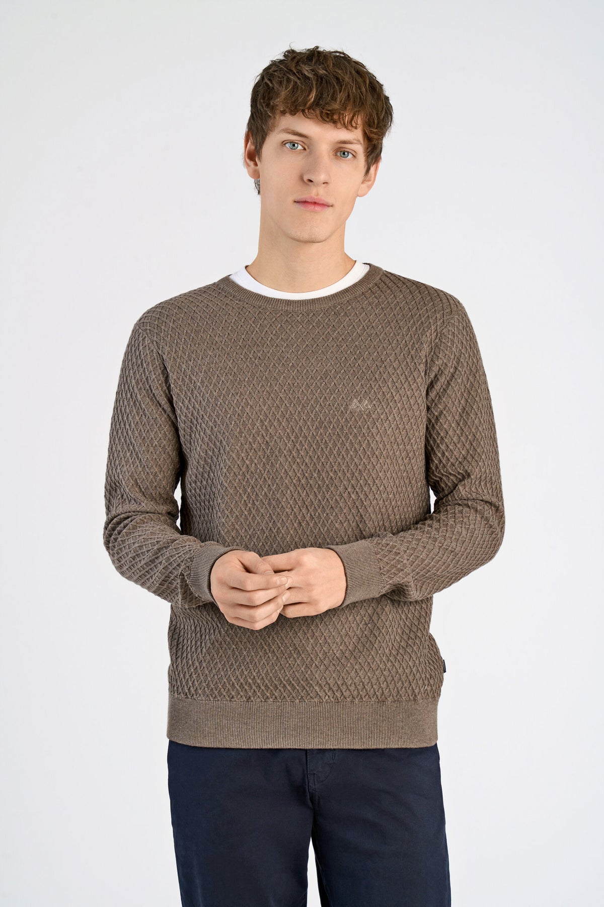 Cable Knit Jumper Dk Sand Melange