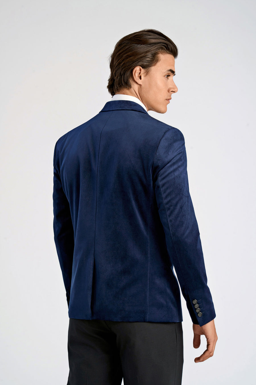 Velvet Blazer Dark Blue - modellbilde bakside