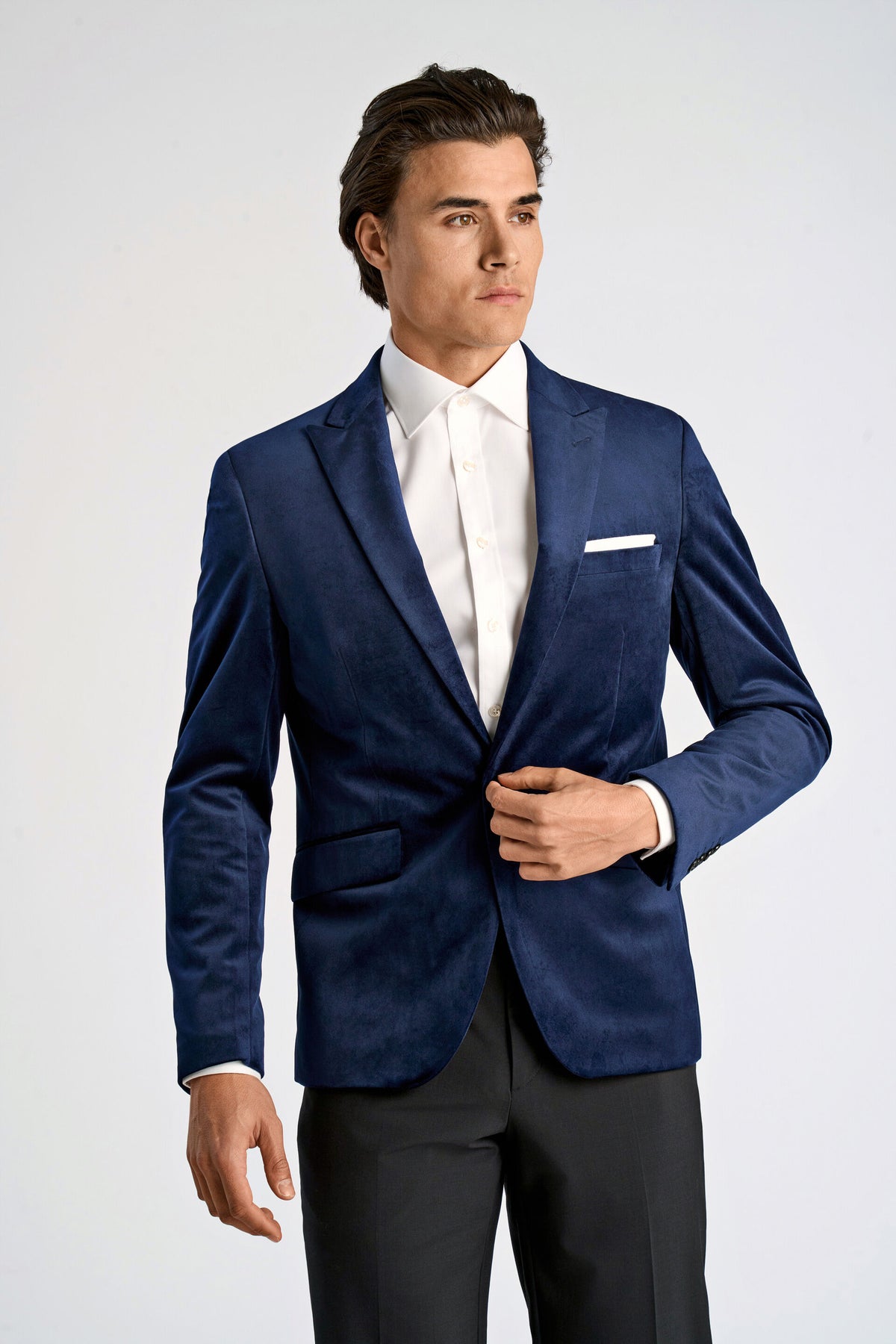 Velvet Blazer Dark Blue - modellbilde forside