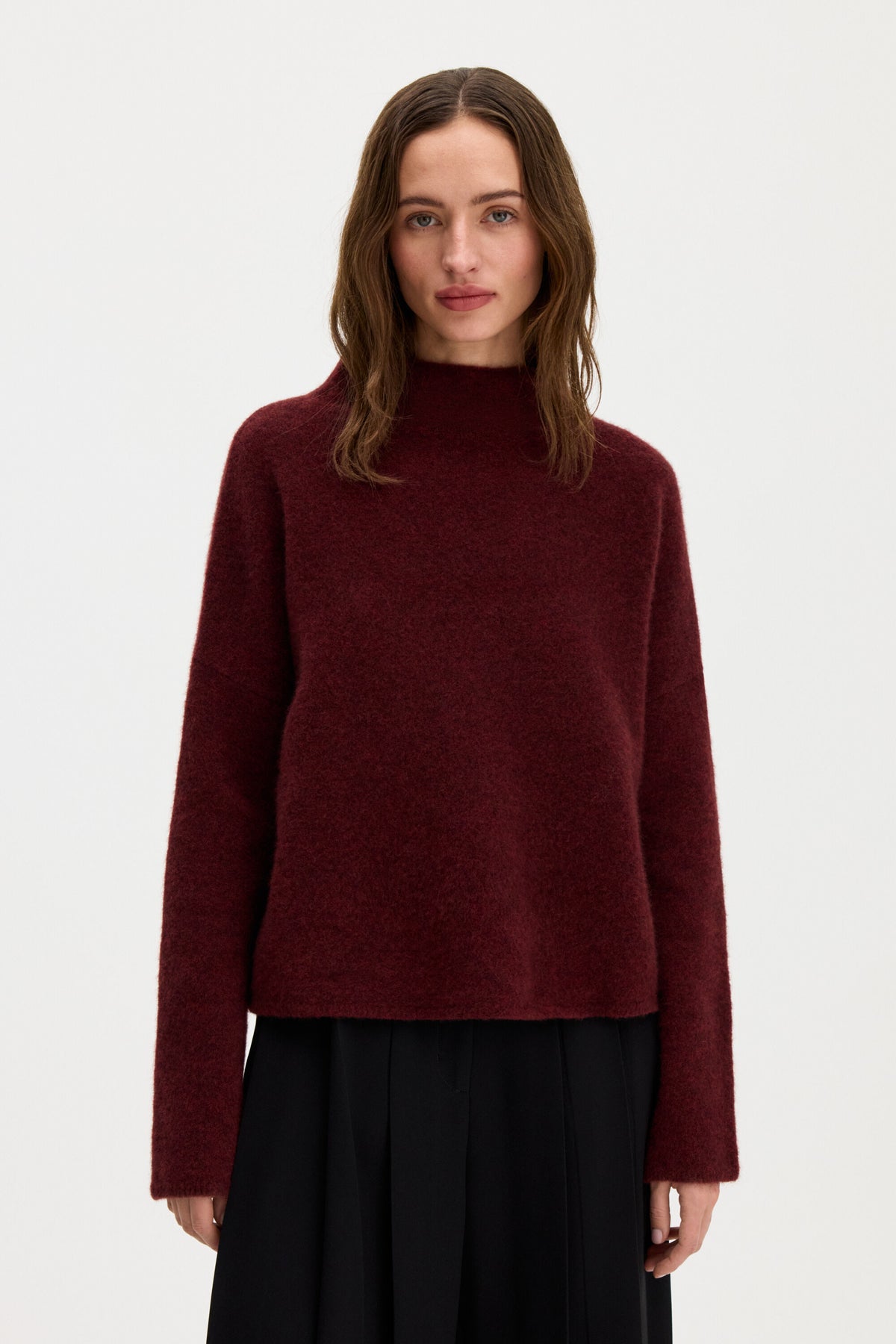 Mika Yak Funnelneck Sweater Mahogany Red