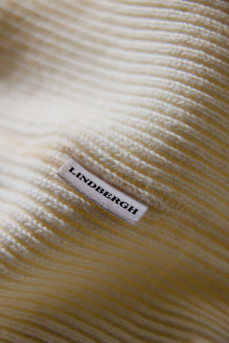 Half Zip Rib Knit Pearl White - nærbilde strikk
