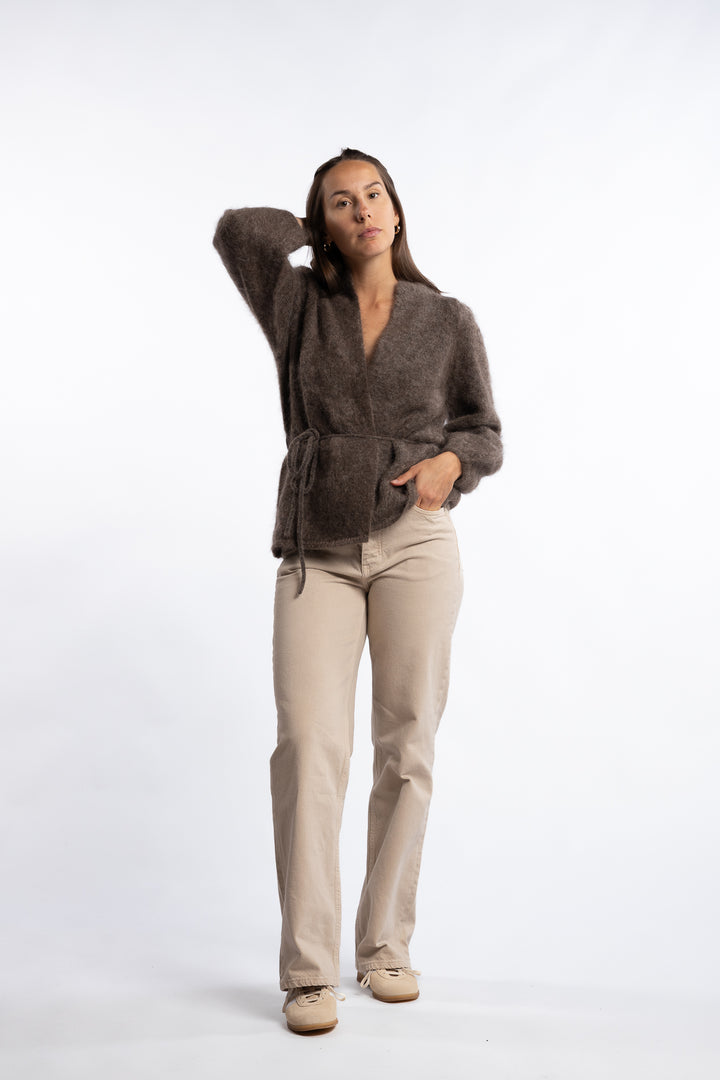 Fredrikke Chunky Cardigan- Brown